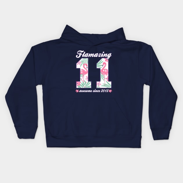 11th Birthday Flamazing 11 born 2013 Girls Kids Hoodie by FloraLi